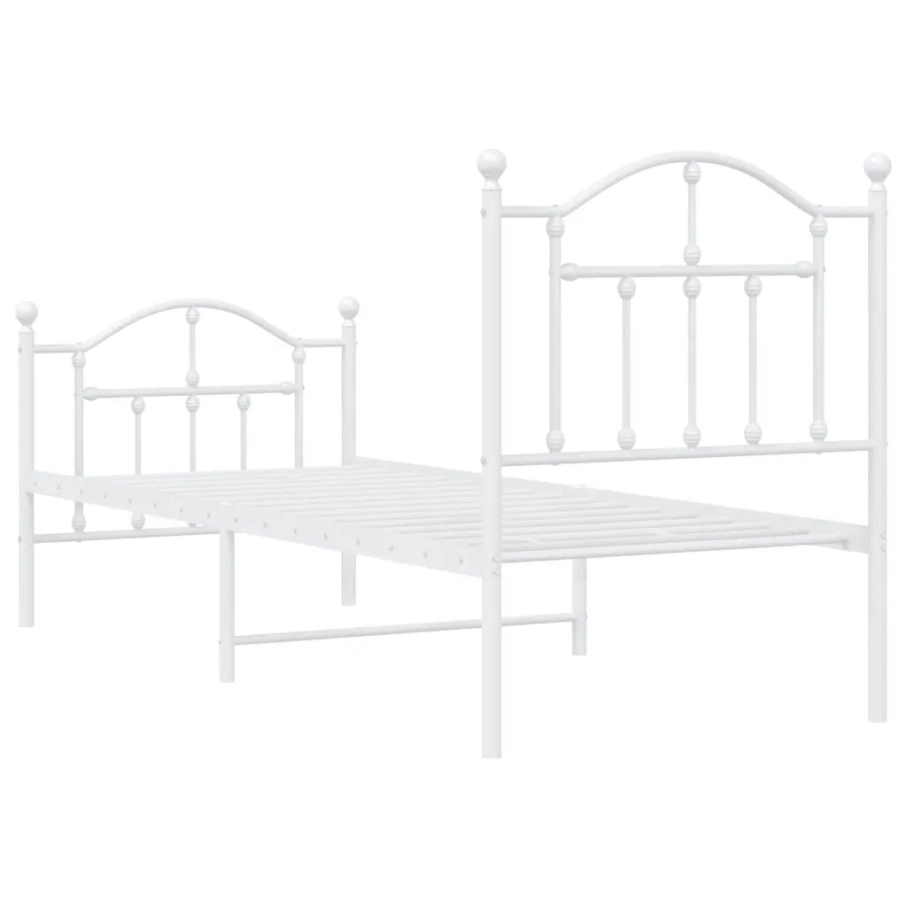 Giroletto con Testiera e Pediera-Struttura Letto Metallo Bianco 75x190 cm 460370