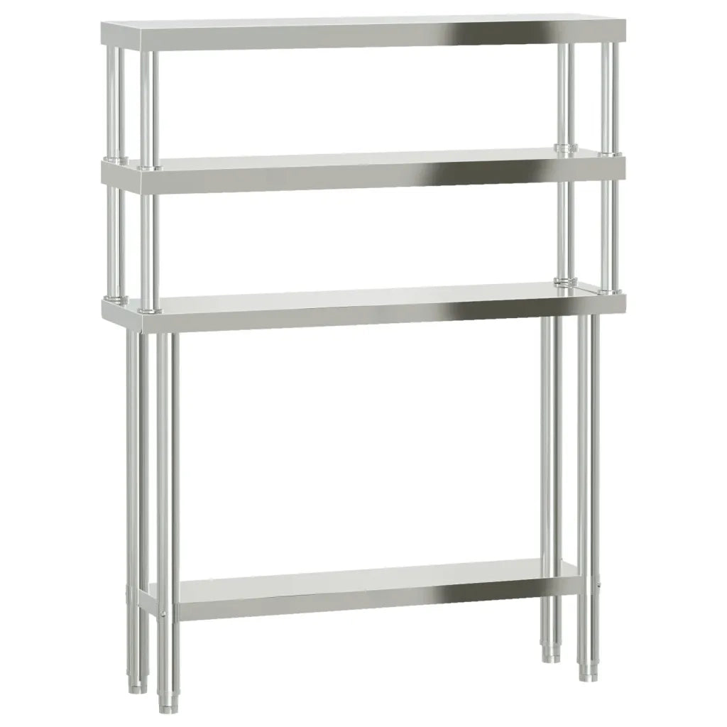 Tavolo Lavoro Cucina con Ripiano 110x30x150 cm Acciaio Inox