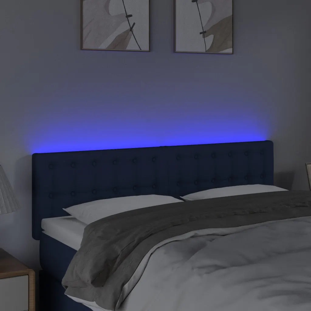 Testiera a LED Blu 144x5x78/88 cm in Tessuto 3122050