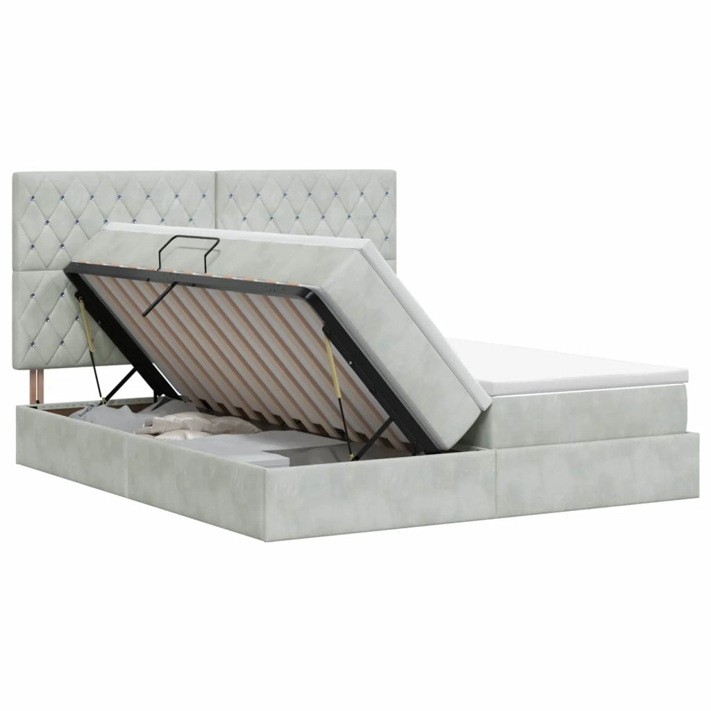 Letto con Contenitore Grigio Chiaro 180 x 200 cm Velluto 3459813