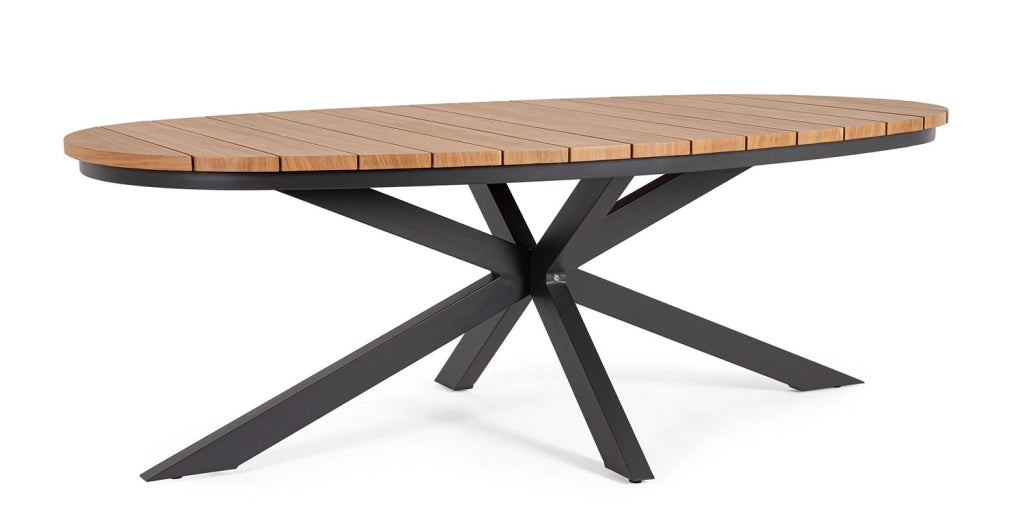 Tavolo da Esterno 218x115x75h cm in Alluminio Zelmar Naturale e Antracite