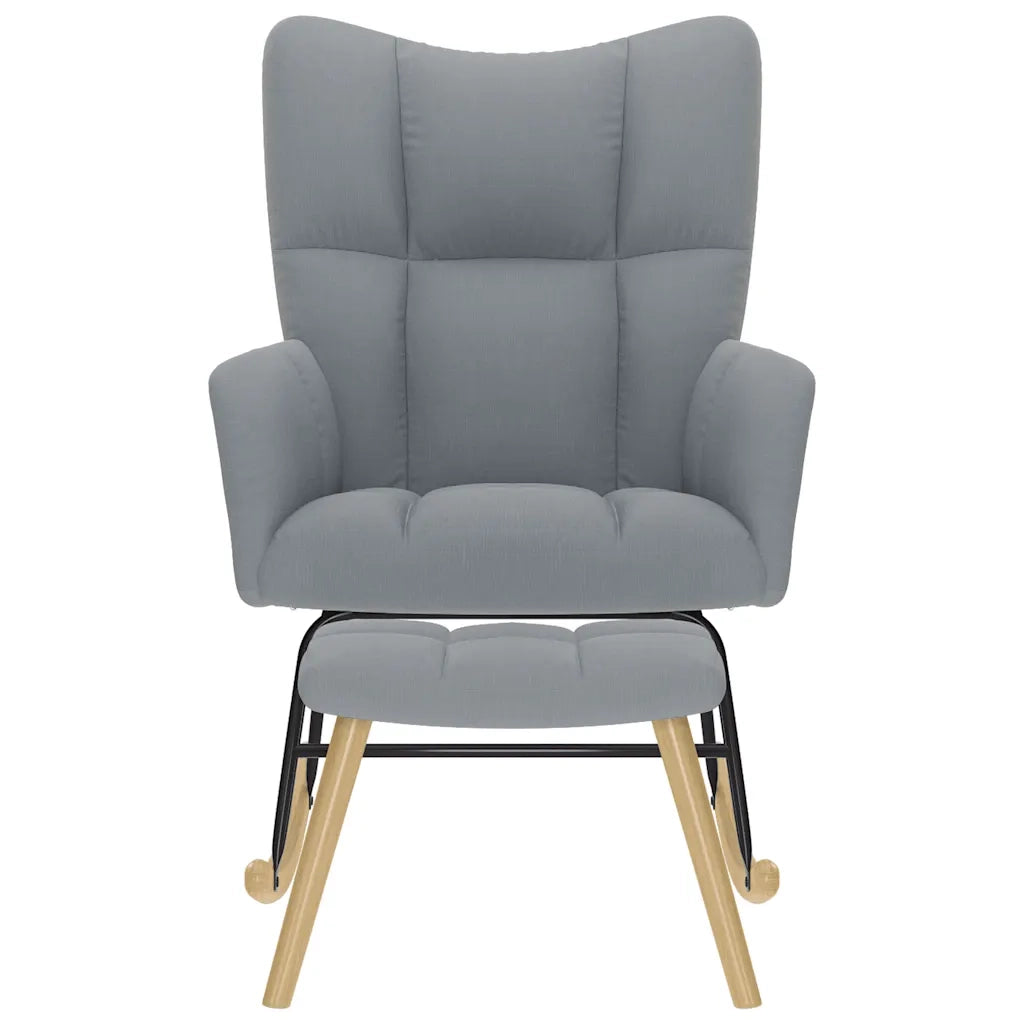 Poltrona a Dondolo con Poggiapiedi Grigio chiaro in Tessuto 4016800