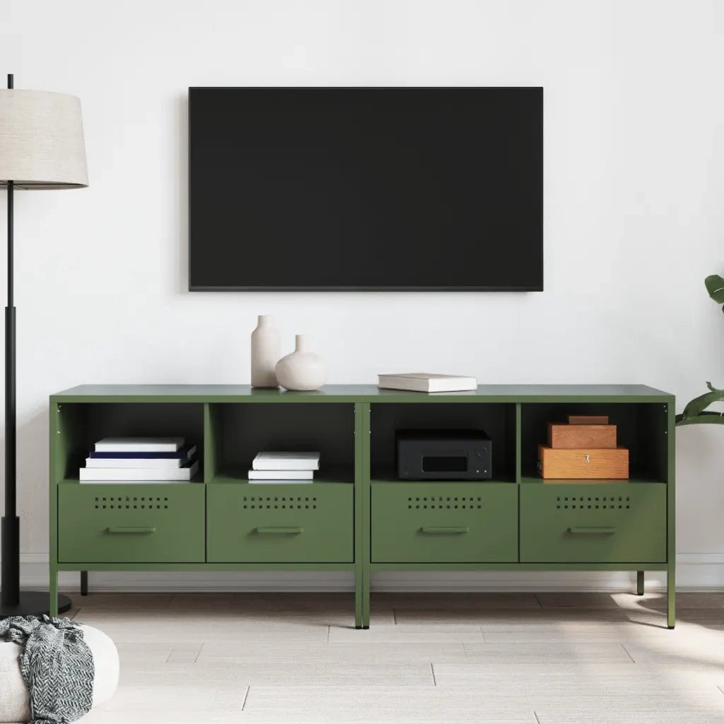 Mobili TV 2pz Verde Oliva 68x39x50,5 cm in Acciaio 843051