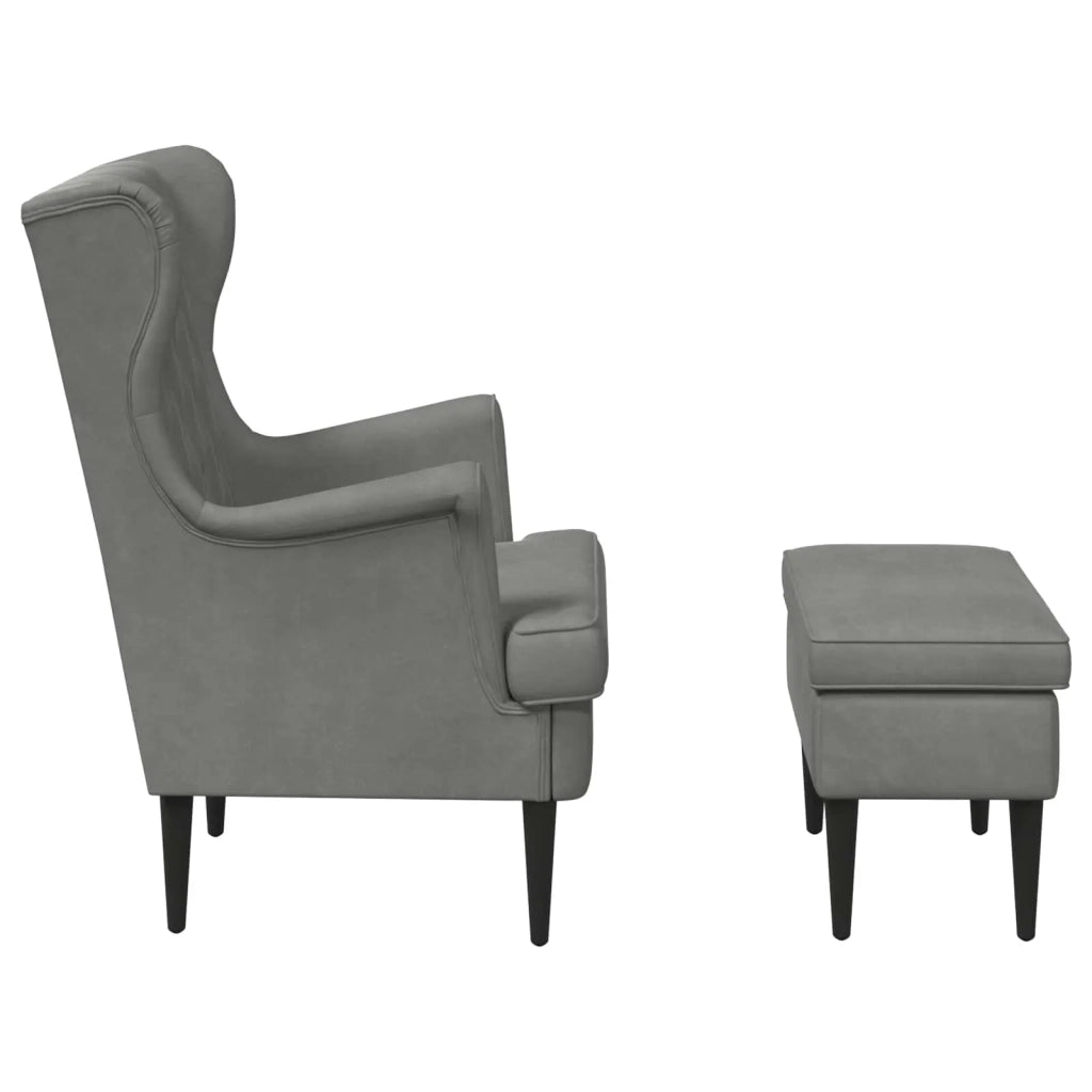 Poltrona con Ottomano 2 pz Grigio Scuro Velluto 3418821