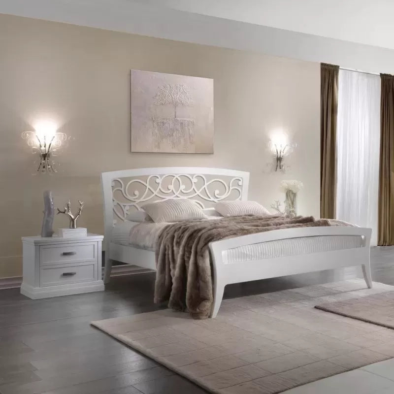 Gruppo 1 cassettiera 2 comodini classici legno shabby bianco - Mobili 2G