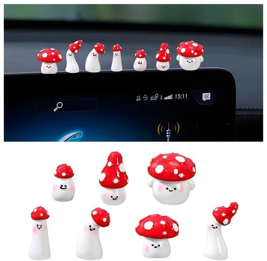 Set di 7 Mini Funghi per Decorazione dell'Interieur dell'Auto