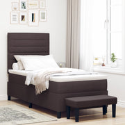 Letto a molle con materasso e panca marrone scuro 100x200 cm Tessuto