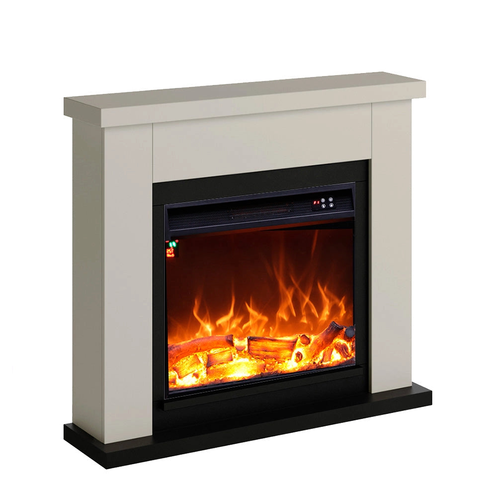 Camino Elettrico da Pavimento 99x88,3x25 cm Effetto Fiamma 1500W Sined Asciano Beige