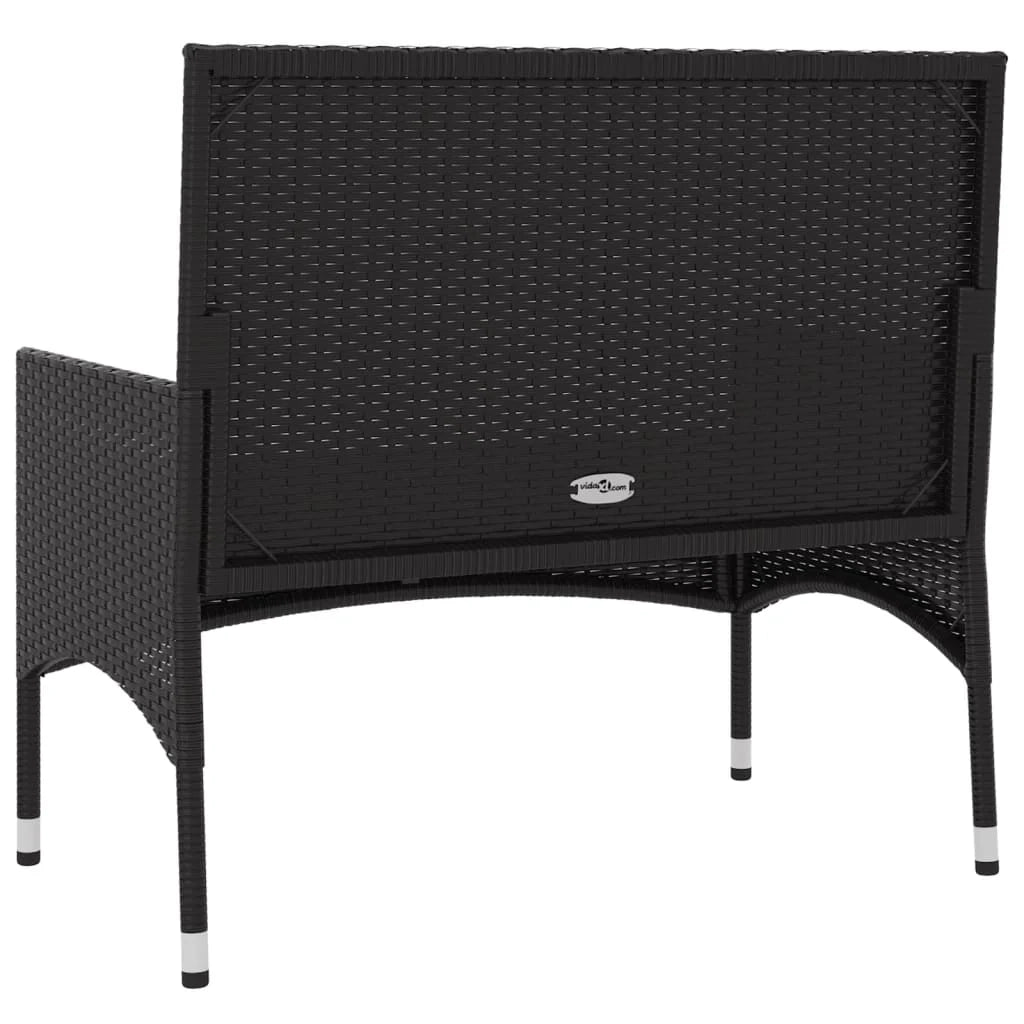 Panca da giardino a 2 posti mobili da esterno per patio mobili da terrazza con cuscini resina intrecciata nera 02_0011779