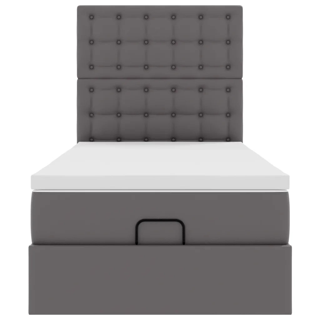 Letto Pouf con Materasso Grigio 90x190 cm Similpelle 3312979