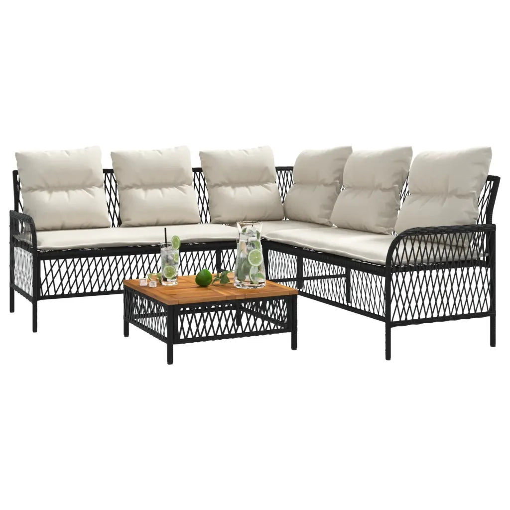 Set Divani da Giardino 2 pz con Cuscini in Polyrattan Nero 368733