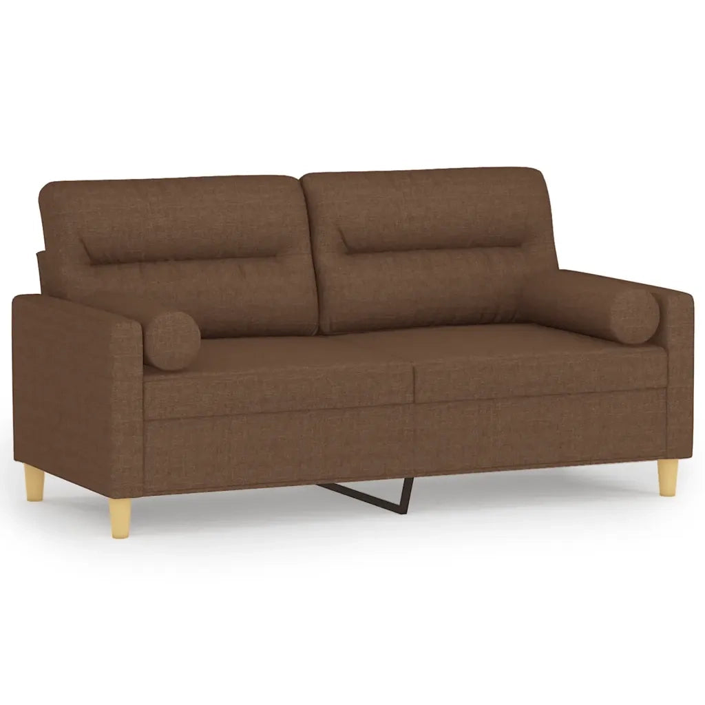 Divano a 2 Posti con Cuscini-Sofa 2 Posti con Cuscini Marrone 140 cm in Tessuto 468481