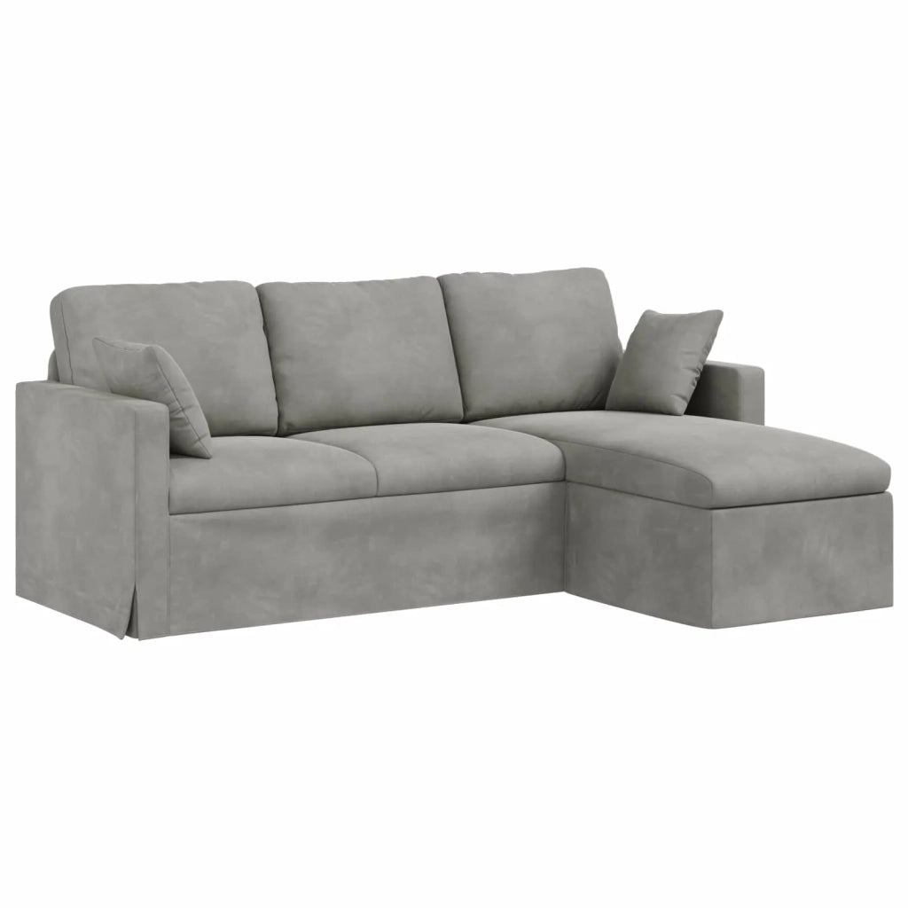 Divano Grigio chiaro 198 x 134 x 80 cm Velluto 42024458