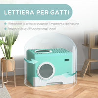 Lettiera per Gatti con Coperchio e Paletta 52x41x38.5 cm Verde