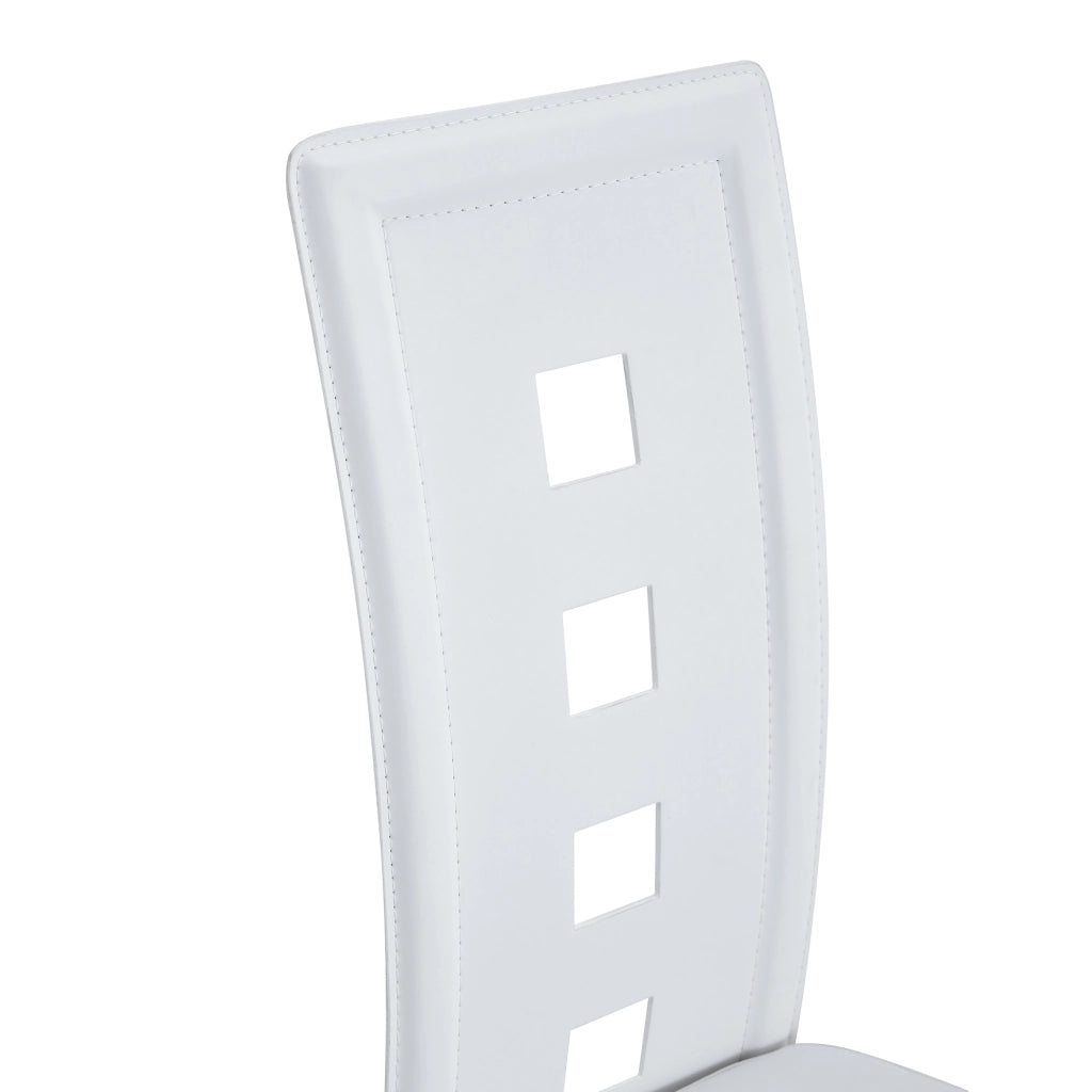 Set tavolo da pranzo e sedie con 1 tavolo rotondo e 2 sedie traforate; vetro; metallo e PU; bianco e oro