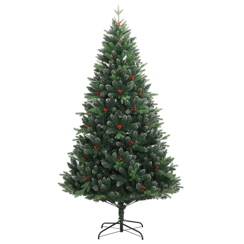 Albero Natale Artificiale Incernierato con Bacche Rosse 150 cm 356732