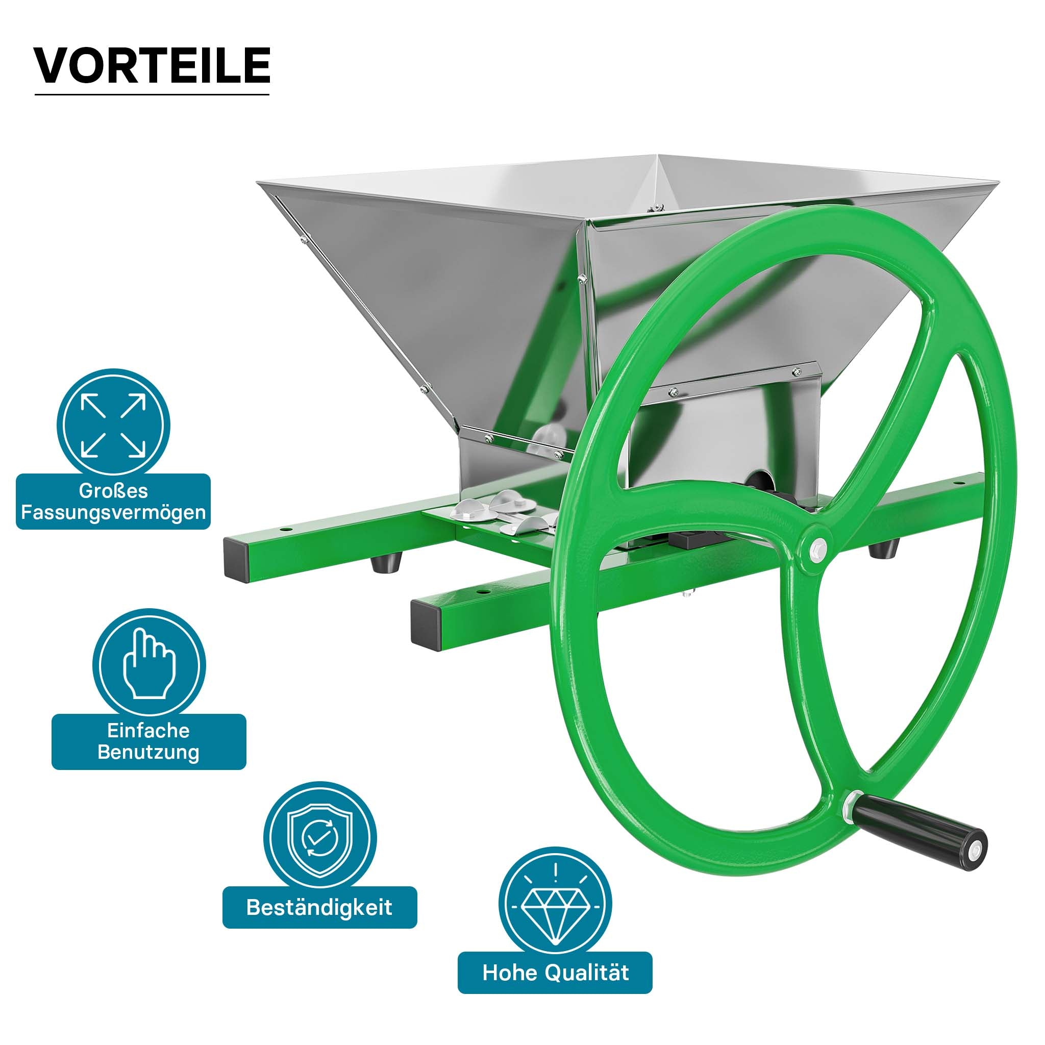 Mulino macina frutta manuale con tramoggia da 7 litri e manovella Trituratore