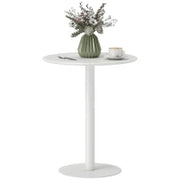 Tavolo da Cucina Rotondo per 2 Persone dal Design Moderno in Acciaio, Ø60x72 cm, Bianco