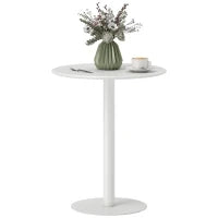 Tavolo da Cucina Rotondo per 2 Persone dal Design Moderno in Acciaio, Ø60x72 cm, Bianco