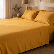 Sarisa, set Completo Letto Matrimoniale in Policotone, Giallo Senape