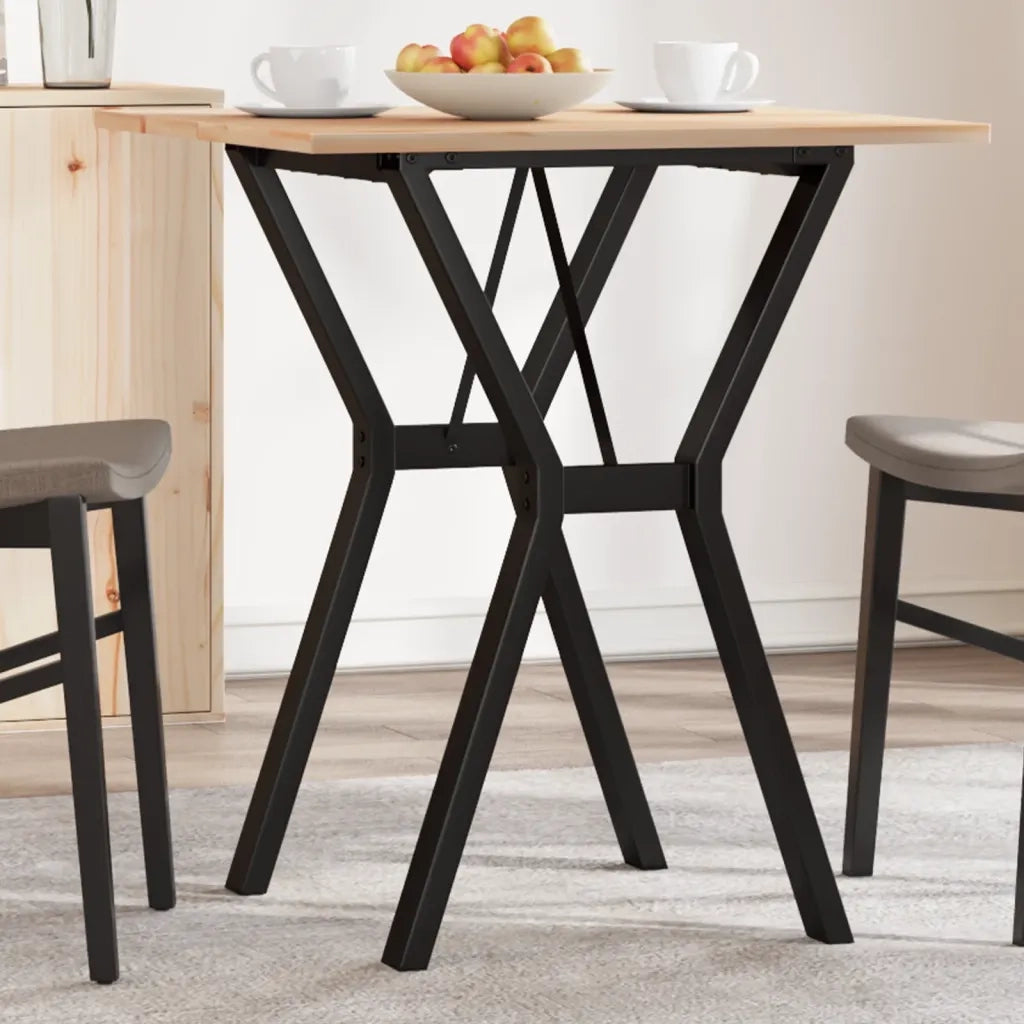 Tavolo da Pranzo Telaio a Y 70x70x75 cm Legno Pino e Acciaio