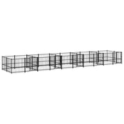 Gabbia per cuccia recinto per animali da esterno per cani in acciaio 18,77 m² nero 02_0041810