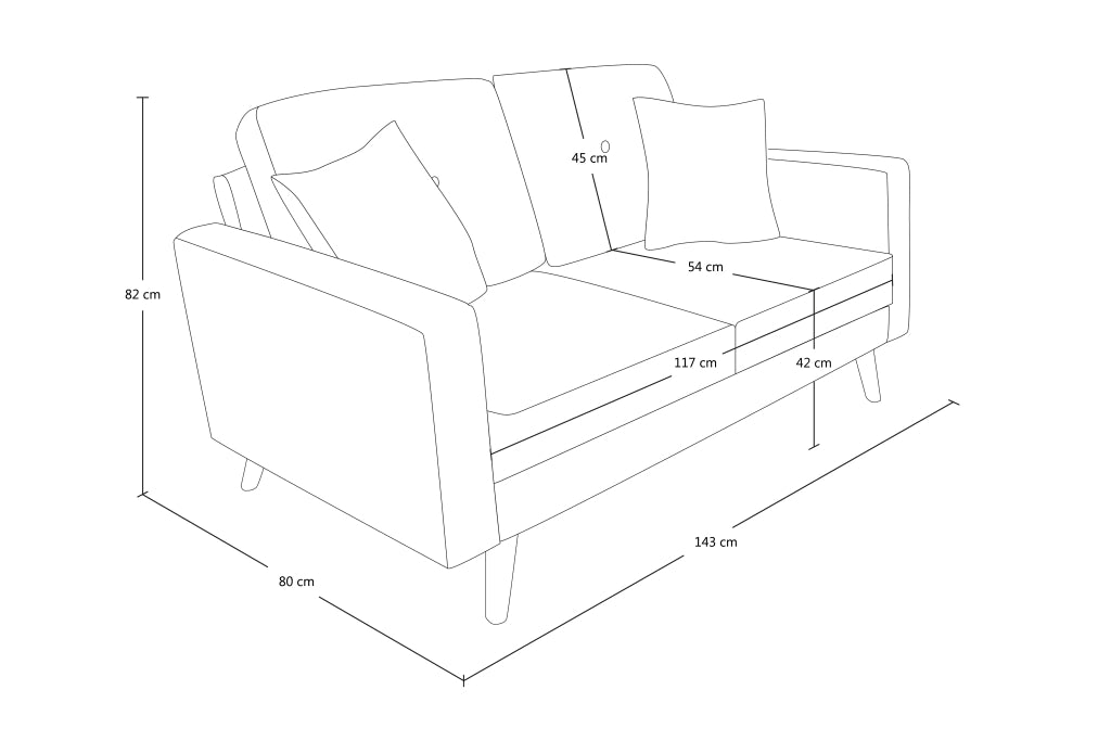 Divano 2 posti in tessuto vellutato tortora piedi in legno - Chloe - DI2P-CH03FBC-PL