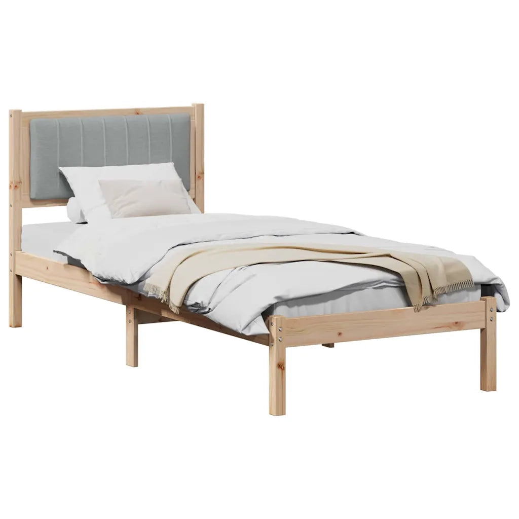 Letto con Testiera Rivestita Grigio chiaro 75 x 190 cm