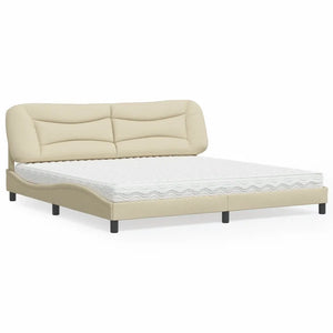 Letto con Materasso Hvar Crema 200x200 cm in Tessuto 3208560