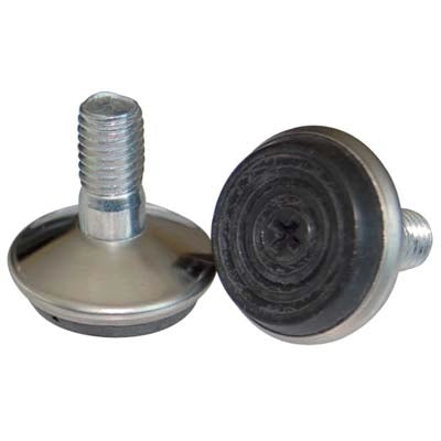 PIEDINO REGOLABILE X MOBILI - NICHELATO/GOMMA BASE D.MM 32 H.MM 31 MM  8X12- 25 pezzi
