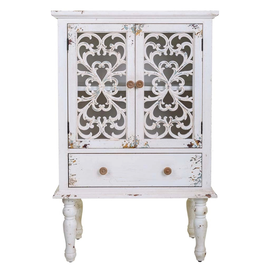 Vetrina in legno bianco 71x40x111h