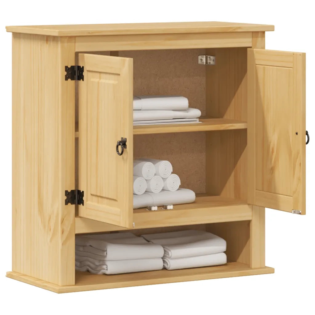 Mobile Bagno | Armadio da bagno a Parete Corona 70x33x71,5cm Legno Massello Pino