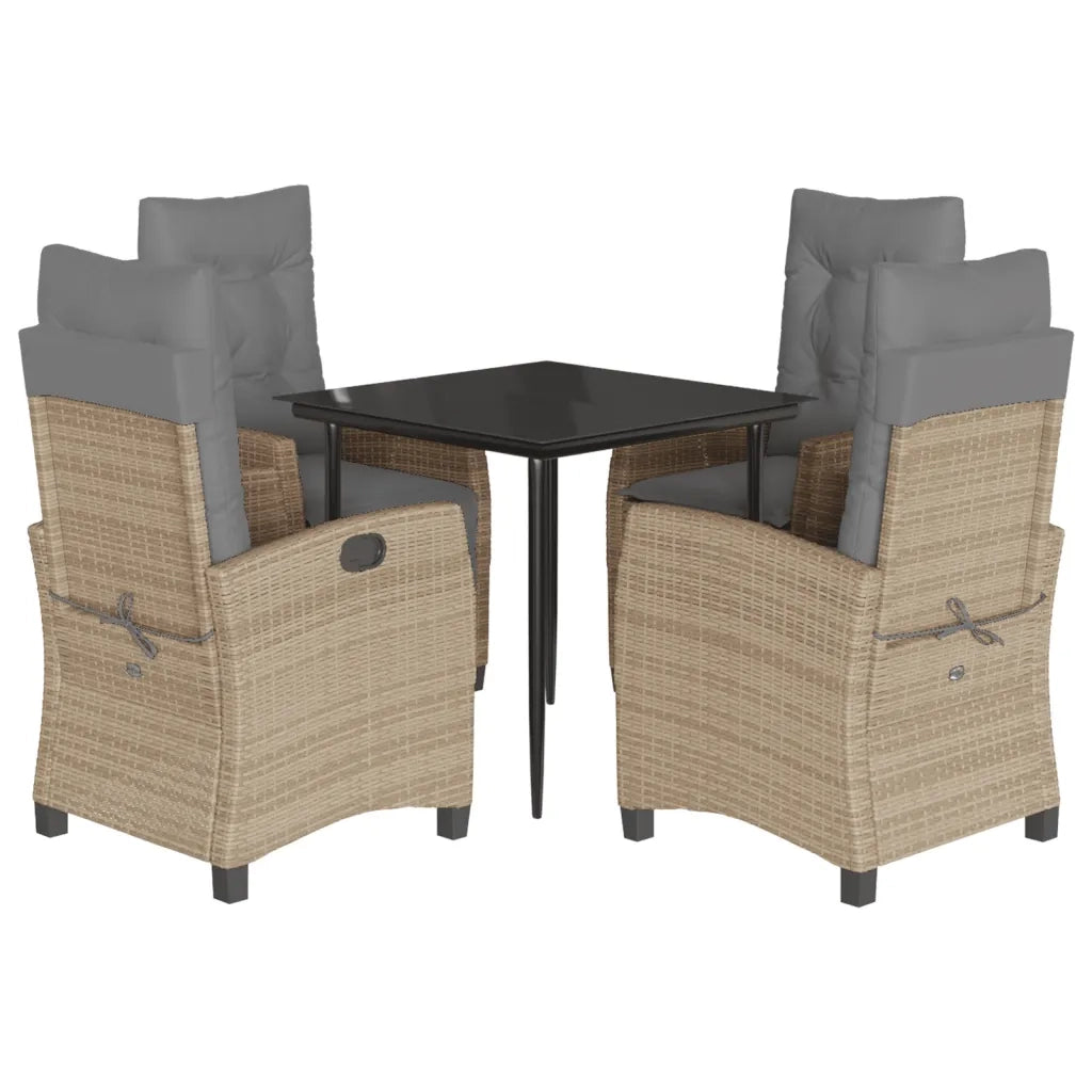 Set Pranzo da Giardino 5 pz con Cuscini Beige Misto Polyrattan 3212824
