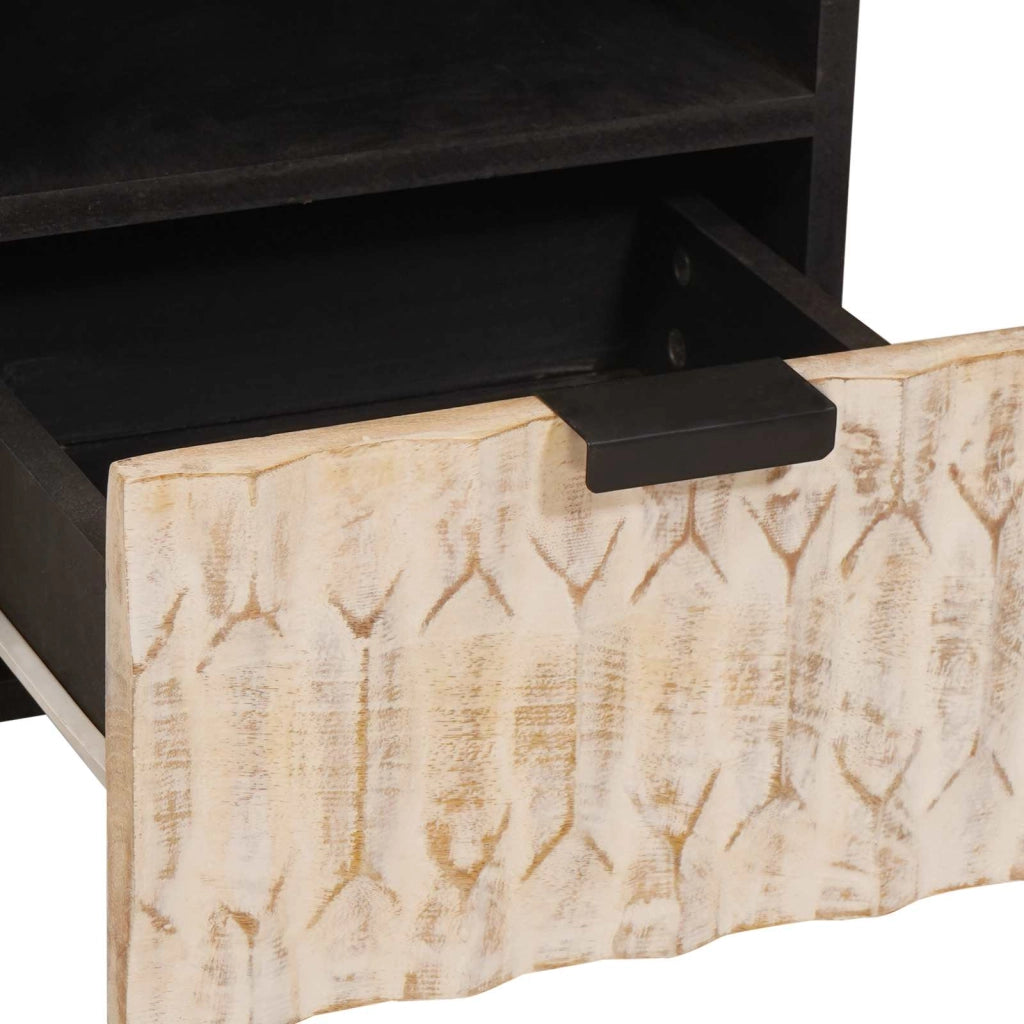 Mobile porta TV rettangolare moderno con cassetti e ripiani 70 x 33 x 46 cm in legno di mango bianco 02_0057765