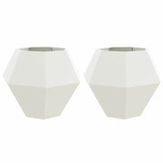 Set di 2 eleganti fioriere rettangolari da esterno 100 x 100 x 80 cm in acciaio bianco 02_0053093