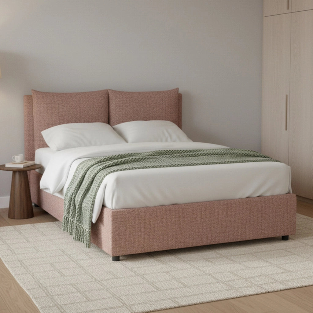 Newton, Letto Piazza e Mezza Sfoderabile Made in Italy, Rosa