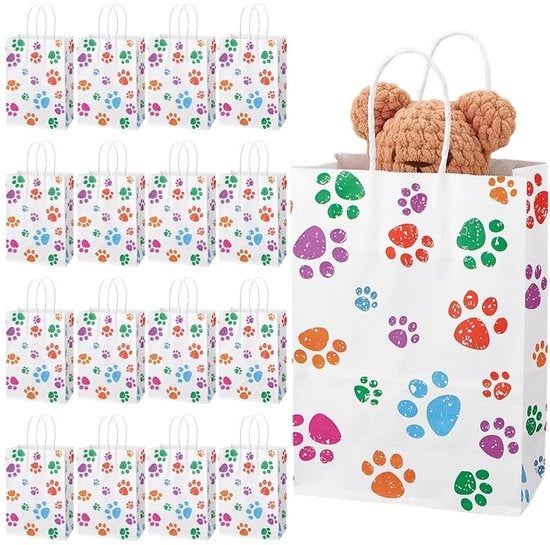 Borse di regalo 20 pezzi - Borse con impronta di foglia - Borse di premio - Articoli di festa - Maniglie di carta - Qualità scatola/tasca di regalo
