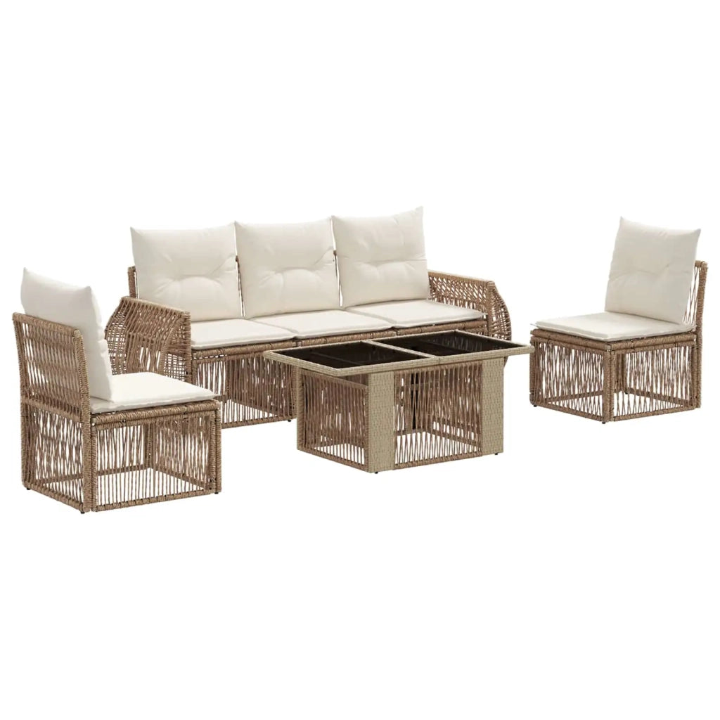 Set Divano da Giardino 6 pz Beige e Bianco Crema polyrattan 3436923