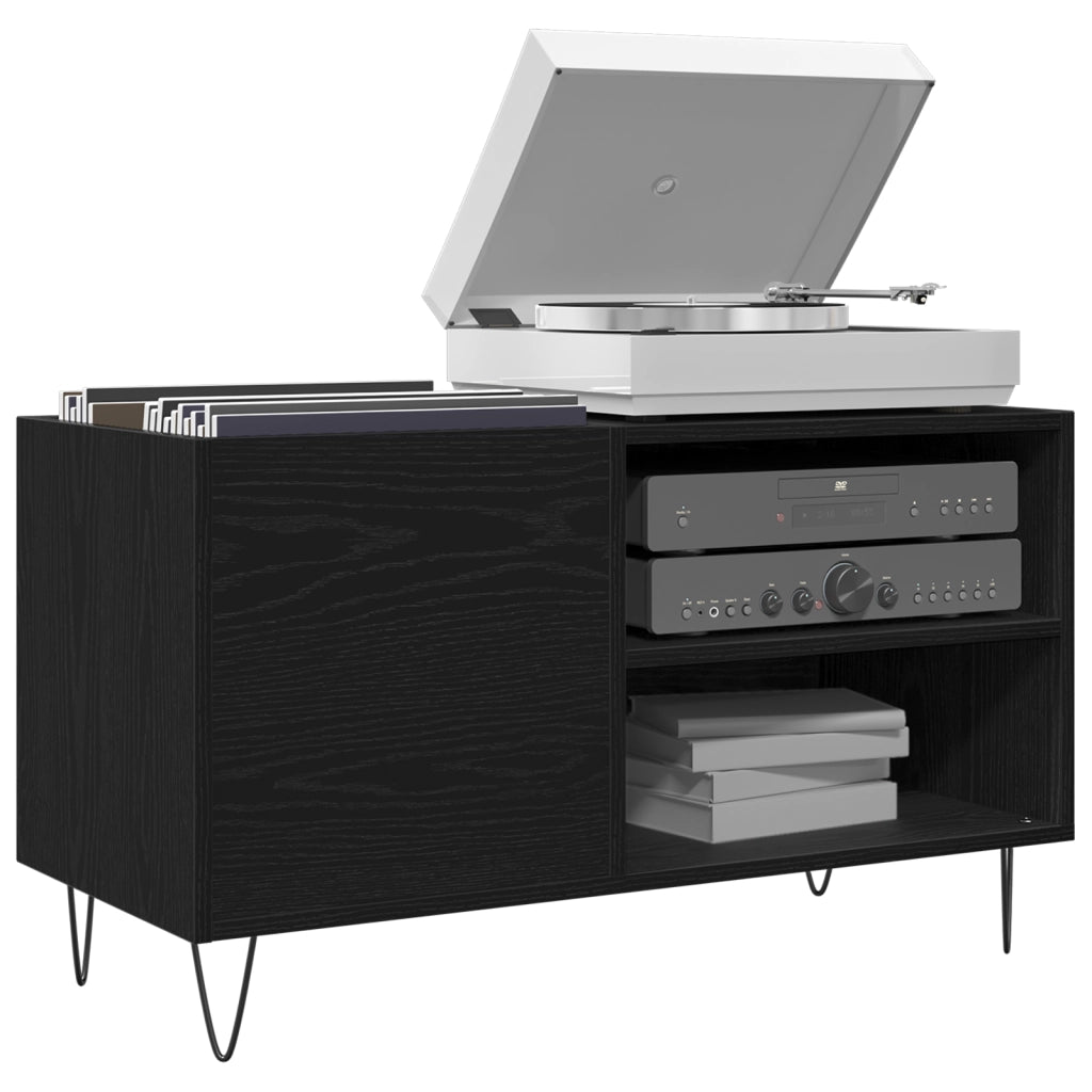 Cabinet per dischi  Nero Rovere 84,5x38x48 cm Legno ingegnerizzato