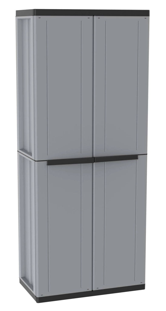 Armadio Modulare da Esterno 68x37,5x163,5 cm 2 Ante 3 Ripiani in Polipropilene Jline Grigio e Nero