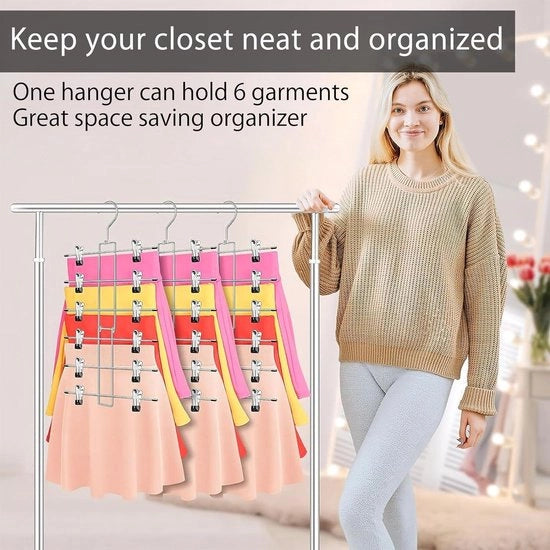 Set di appesi per abiti 3 pezzi - Appesi per abiti metallici con 12 clip per magazzino spaziale - Appesi antiscivolo per abiti per pantaloni e gonne