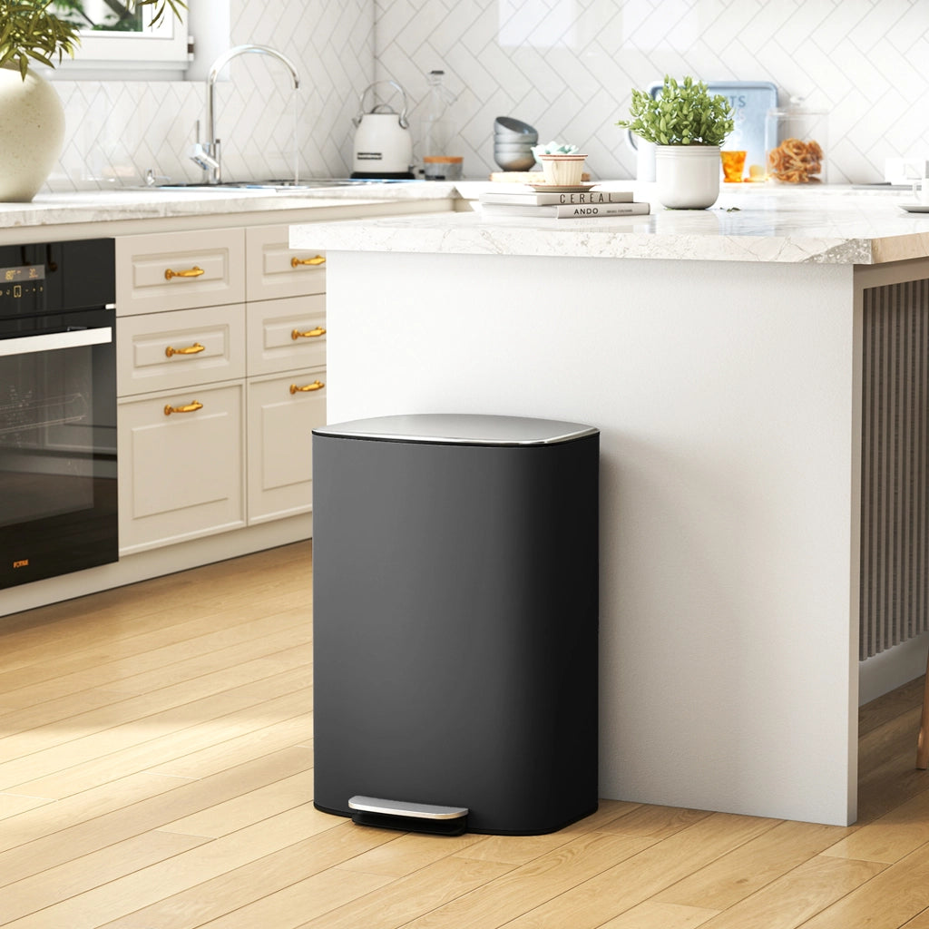 Pattumiera da Cucina 50L ¨C zephmum ¨C Nero 45.1x36.5x62.6cm