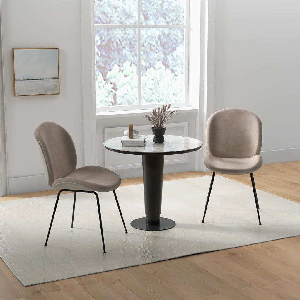 Set di 2 Sedie da Pranzo, Set di Sedie da Cucina in Velluto con Base in Metallo, Sedia Moderna Imbottita per Sala da Pranzo, Soggiorno e Camera da Letto