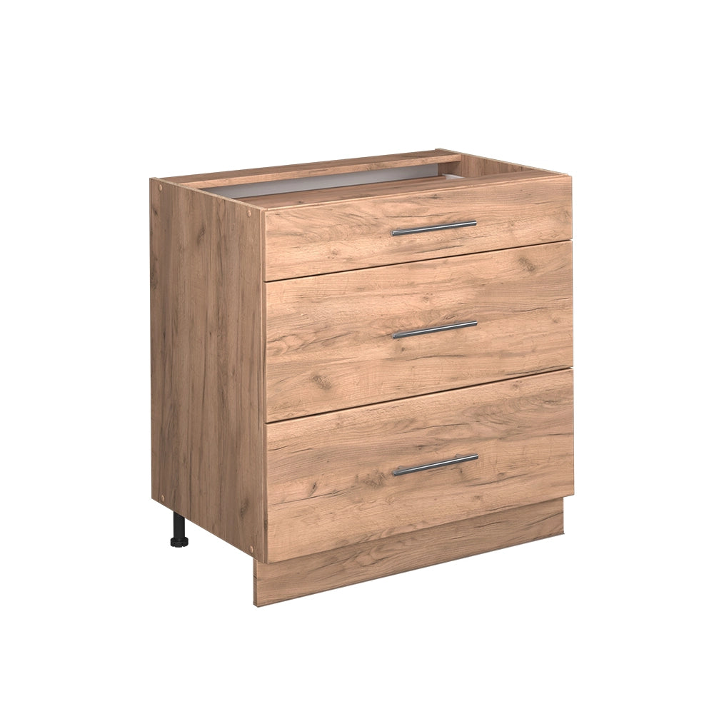 Vicco Mobiletto base per cucina Quercia dorata 80 cm con 3 cassetti, PL Antracite