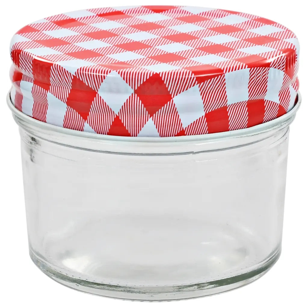 Vasi Marmellata in Vetro Coperchio Bianco e Rosso 24 pz 110 ml CFW4589403