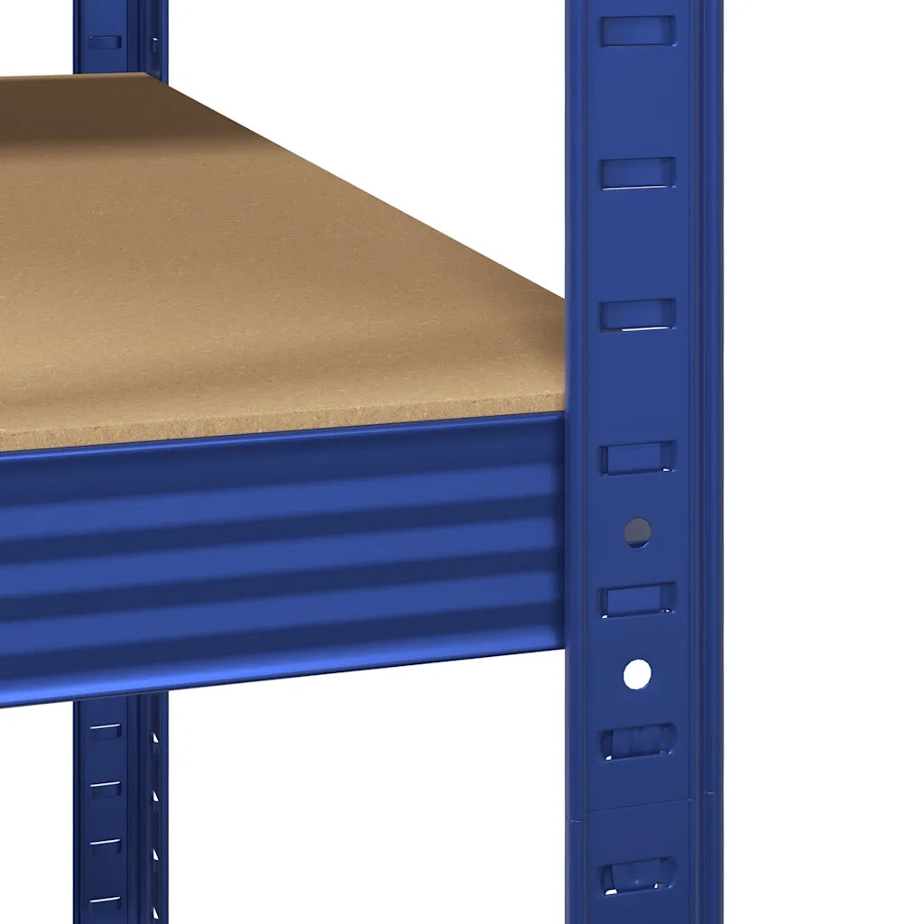 Mensola Angolare 5 Strati Blu in Acciaio e Legno Multistrato 4016964