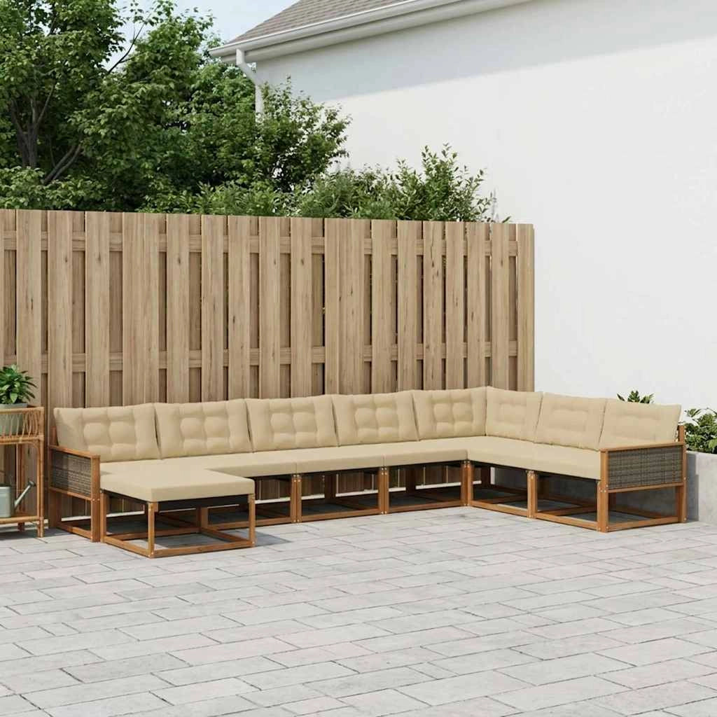 Set di divani da esterno 8 pz Naturale e Beige 3381613