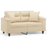 Divano | Divano da soggiorno | Sofa a 2 Posti con Cuscini Crema 120 cm Tessuto Microfibra