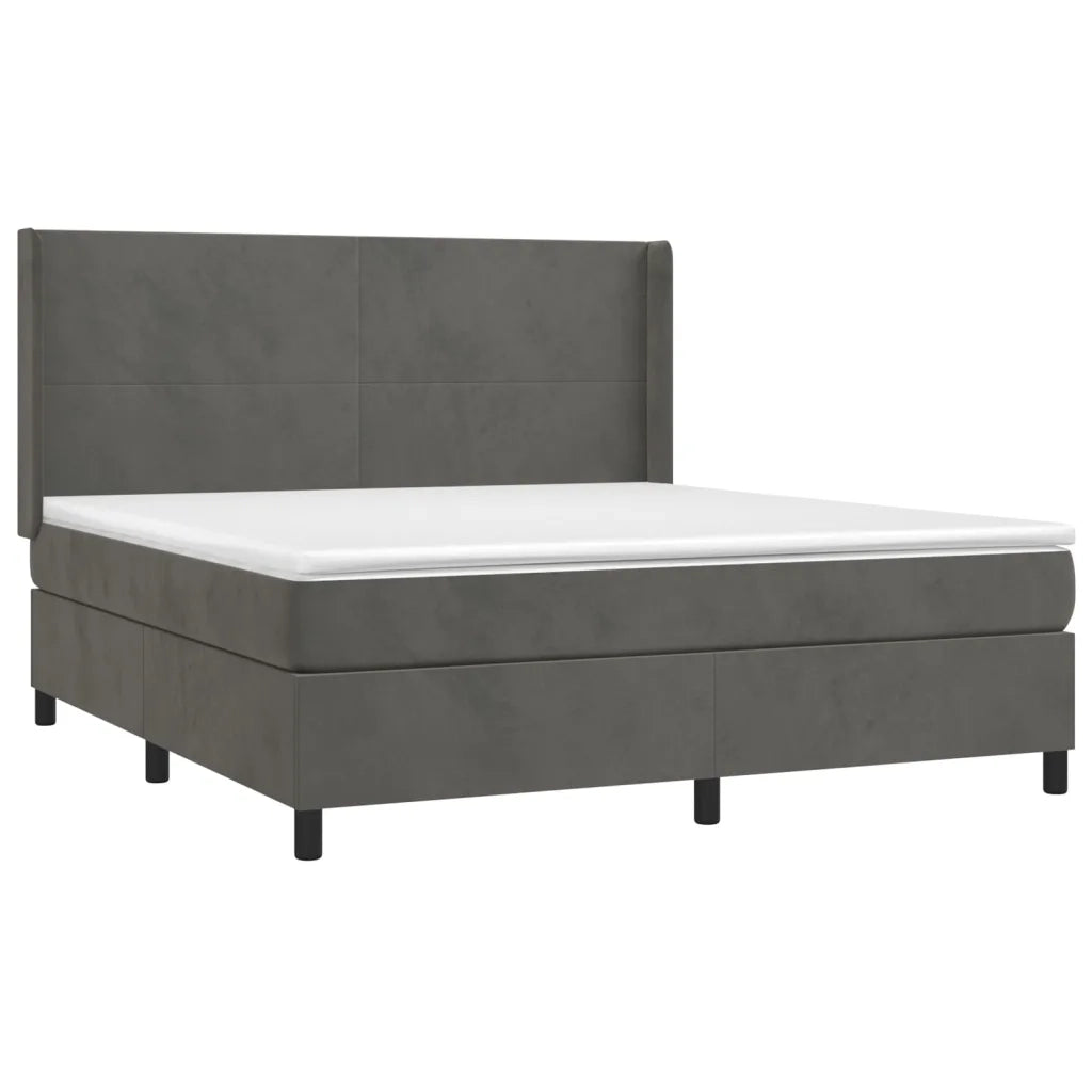 Giroletto a Molle con Materasso Grigio Scuro 180x200 cm Velluto 3132574