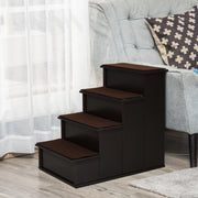 Scala per animali domestici in MDF con tappeto, colore marrone scuro, 40 x 59 x 54,2 cm